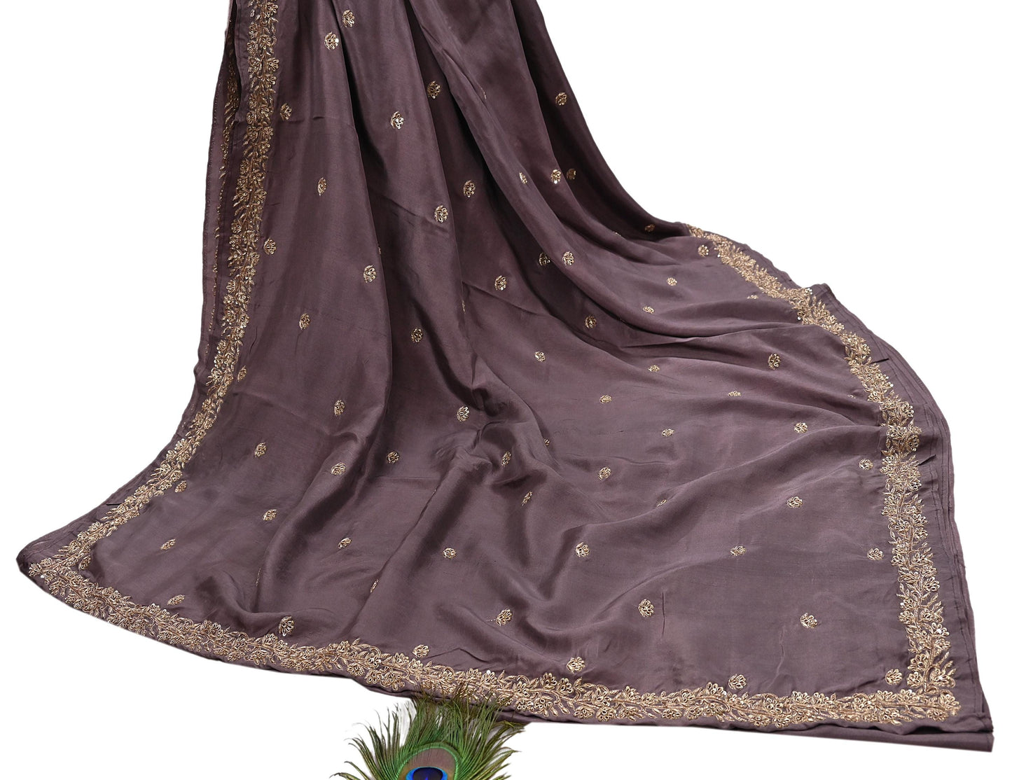 Rare Vintage Dusty Purple Pure Silk Saree Zardozi Hand Embroidered Designer Sabyasachi Sari 5.5 Yard Bollywood Party Wear