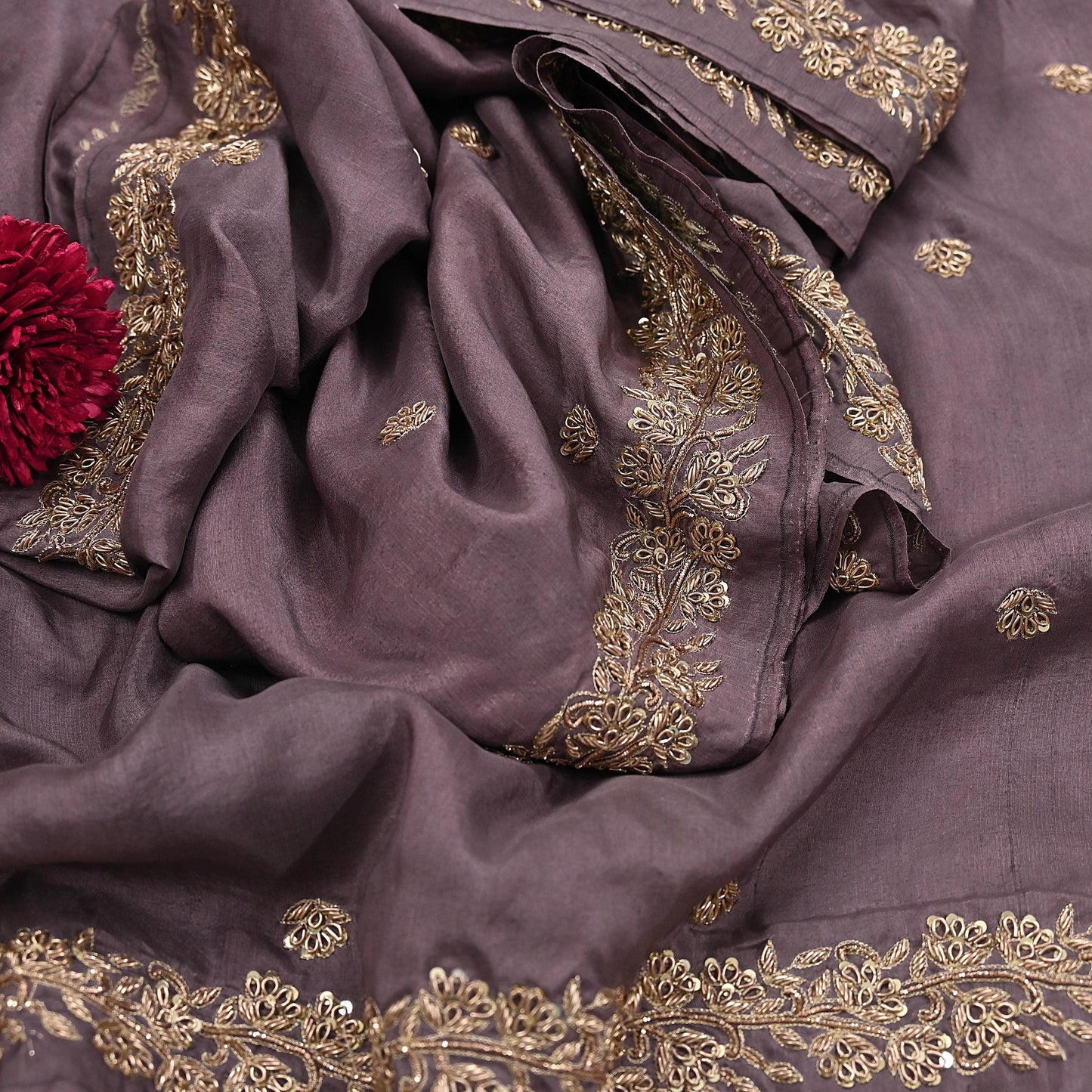 Rare Vintage Dusty Purple Pure Silk Saree Zardozi Hand Embroidered Designer Sabyasachi Sari 5.5 Yard Bollywood Party Wear