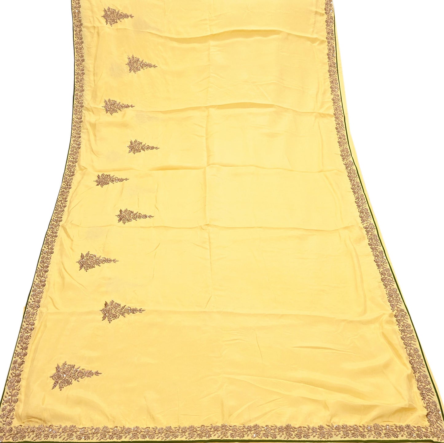 Rare Vintage Yellow Pure Silk Saree Zardozi Hand Embroidered Designer Sabyasachi Sari 5.5 Yard Bollywood Party Wear