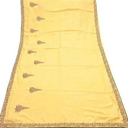 Rare Vintage Yellow Pure Silk Saree Zardozi Hand Embroidered Designer Sabyasachi Sari 5.5 Yard Bollywood Party Wear