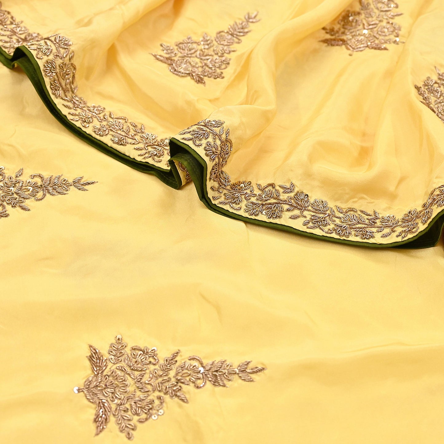 Rare Vintage Yellow Pure Silk Saree Zardozi Hand Embroidered Designer Sabyasachi Sari 5.5 Yard Bollywood Party Wear