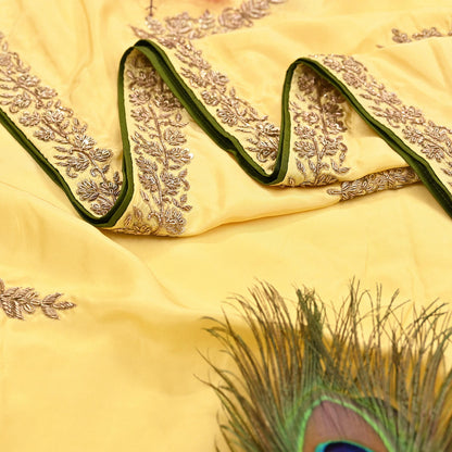 Rare Vintage Yellow Pure Silk Saree Zardozi Hand Embroidered Designer Sabyasachi Sari 5.5 Yard Bollywood Party Wear