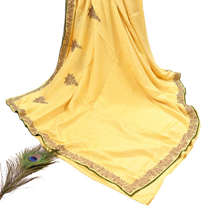 Rare Vintage Yellow Pure Silk Saree Zardozi Hand Embroidered Designer Sabyasachi Sari 5.5 Yard Bollywood Party Wear