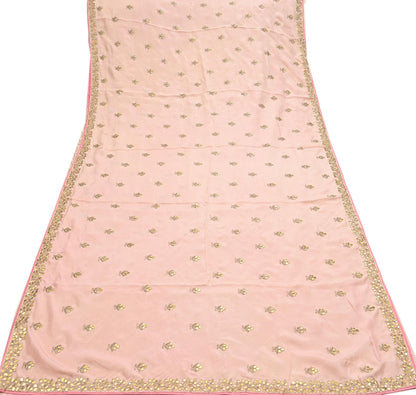 Rare Vintage Peach Pure Silk Saree Zardozi Gota Hand Embroidered Designer Sabyasachi Sari 5.5 Yard Bollywood Party Wear