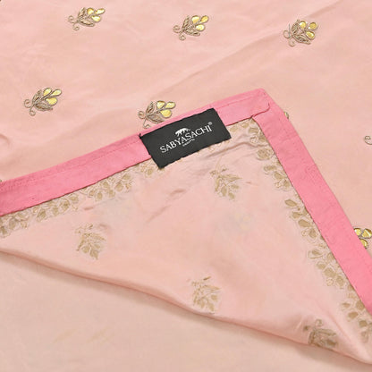 Rare Vintage Peach Pure Silk Saree Zardozi Gota Hand Embroidered Designer Sabyasachi Sari 5.5 Yard Bollywood Party Wear