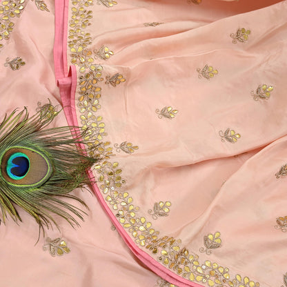 Rare Vintage Peach Pure Silk Saree Zardozi Gota Hand Embroidered Designer Sabyasachi Sari 5.5 Yard Bollywood Party Wear