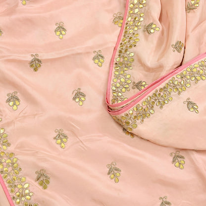 Rare Vintage Peach Pure Silk Saree Zardozi Gota Hand Embroidered Designer Sabyasachi Sari 5.5 Yard Bollywood Party Wear