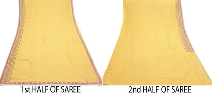 Rare Yellow Pure Silk Saree Zardozi Hand Embroidered Designer Sabyasachi Sari 6 Yard Bollywood Party Wear with Blouse Fabric