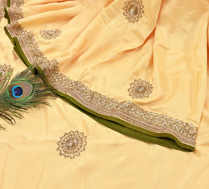 Rare Vintage Yellow Pure Silk Saree Zardozi Hand Embroidered Designer Sabyasachi Sari 5.5 Yard Bollywood Party Wear