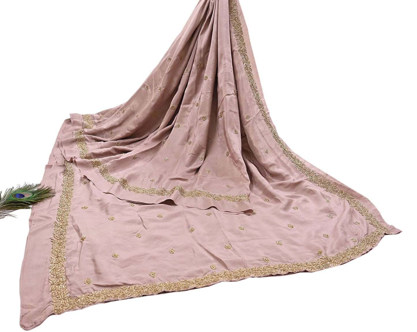 Rare Vintage Dusty Rose Pink Pure Silk Saree Zardozi Hand Embroidered Designer Sabyasachi Sari 5.5 Yard Bollywood Party Wear