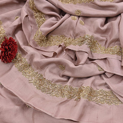 Rare Vintage Dusty Rose Pink Pure Silk Saree Zardozi Hand Embroidered Designer Sabyasachi Sari 5.5 Yard Bollywood Party Wear