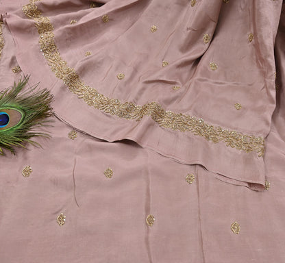 Rare Vintage Dusty Rose Pink Pure Silk Saree Zardozi Hand Embroidered Designer Sabyasachi Sari 5.5 Yard Bollywood Party Wear
