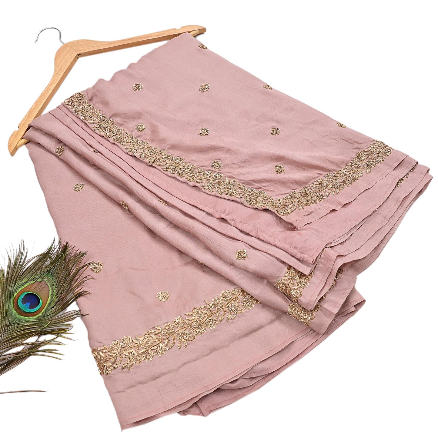 Rare Vintage Dusty Rose Pink Pure Silk Saree Zardozi Hand Embroidered Designer Sabyasachi Sari 5.5 Yard Bollywood Party Wear