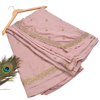 Rare Vintage Dusty Rose Pink Pure Silk Saree Zardozi Hand Embroidered Designer Sabyasachi Sari 5.5 Yard Bollywood Party Wear
