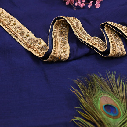 Rare Vintage Deep Blue Pure Silk Saree Zardozi Hand Embroidered Designer Sabyasachi Sari 5.5 Yard Bollywood Party Wear