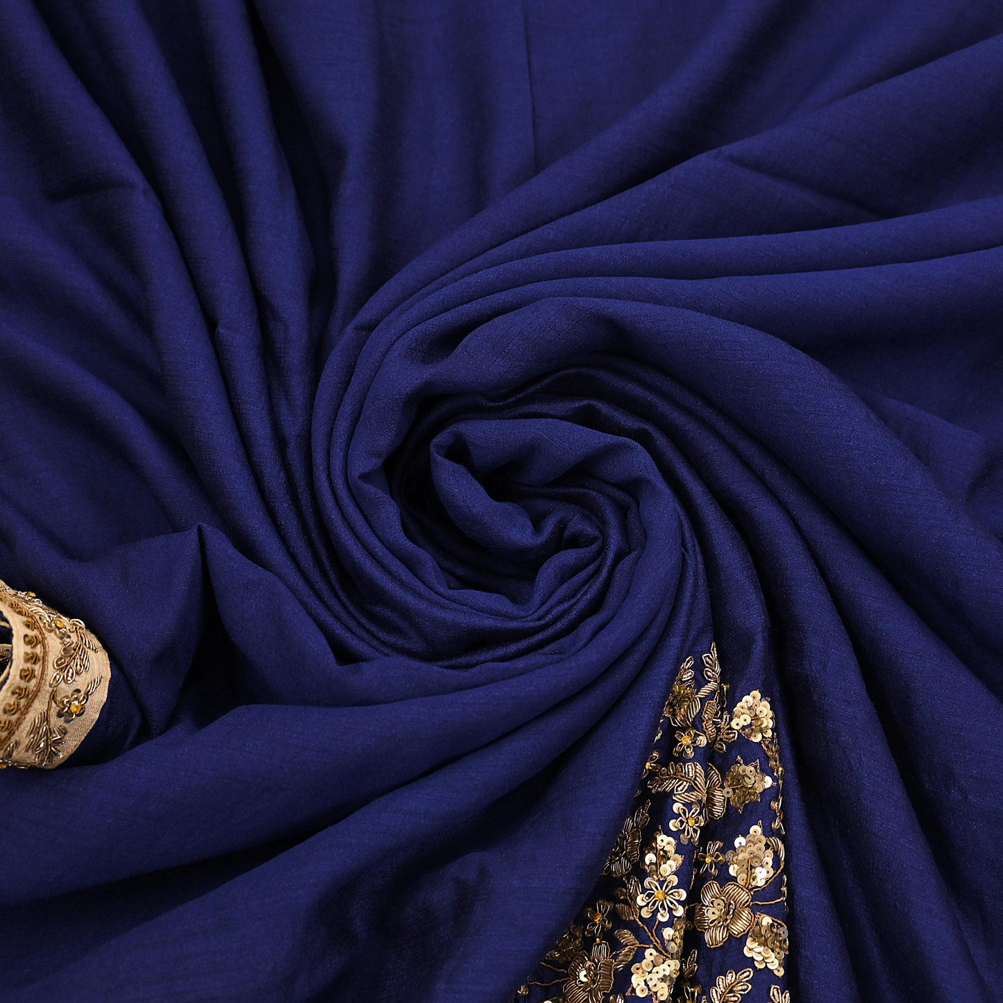 Rare Vintage Deep Blue Pure Silk Saree Zardozi Hand Embroidered Designer Sabyasachi Sari 5.5 Yard Bollywood Party Wear