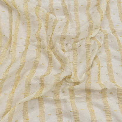 Indian Vintage Dupatta Ivory Pure Organza Silk Long Stole Woven Scarves Veil Zari Soft Stripes Design