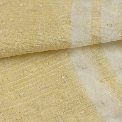 Indian Vintage Dupatta Ivory Pure Organza Silk Long Stole Woven Scarves Veil Zari Soft Stripes Design