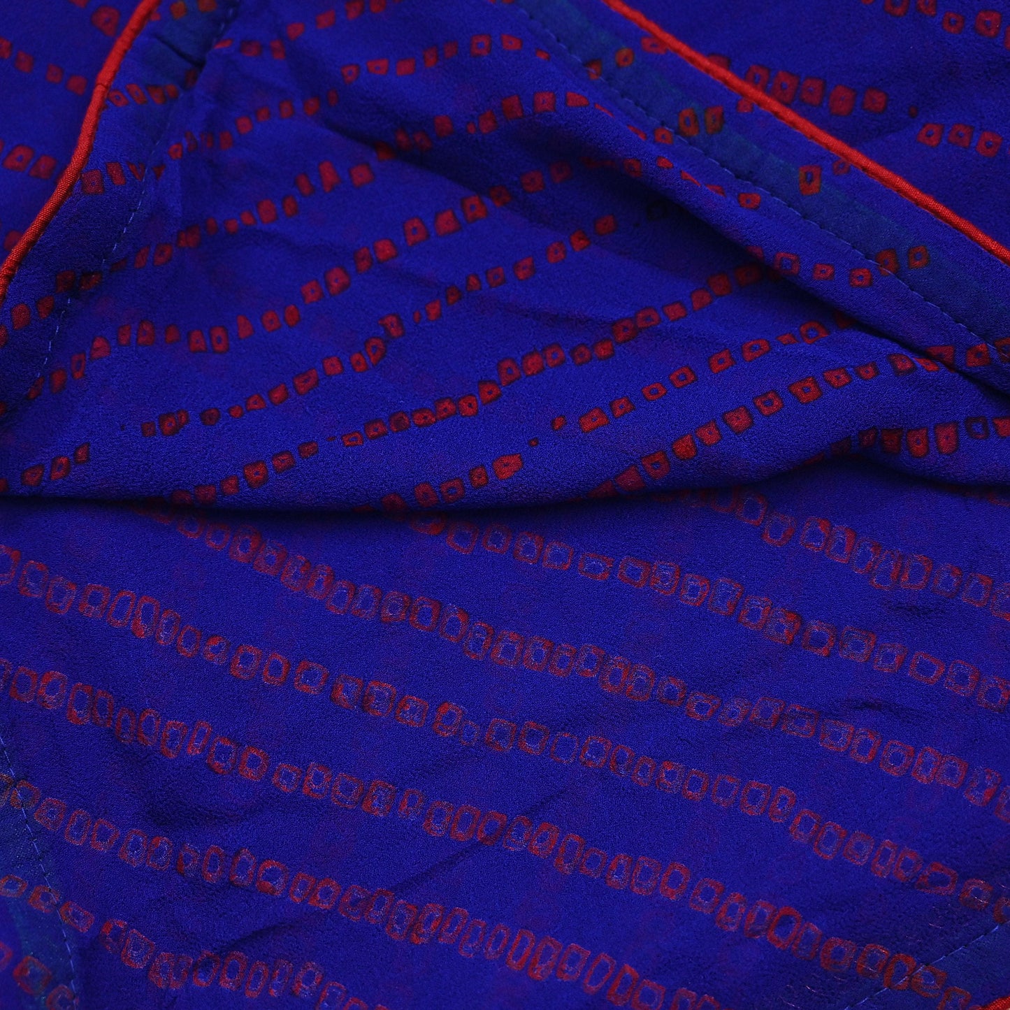 Indian Vintage Blue Dupatta Pure Georgette Silk Embroidered Bandhani Veil Scarves Soft Zari Border