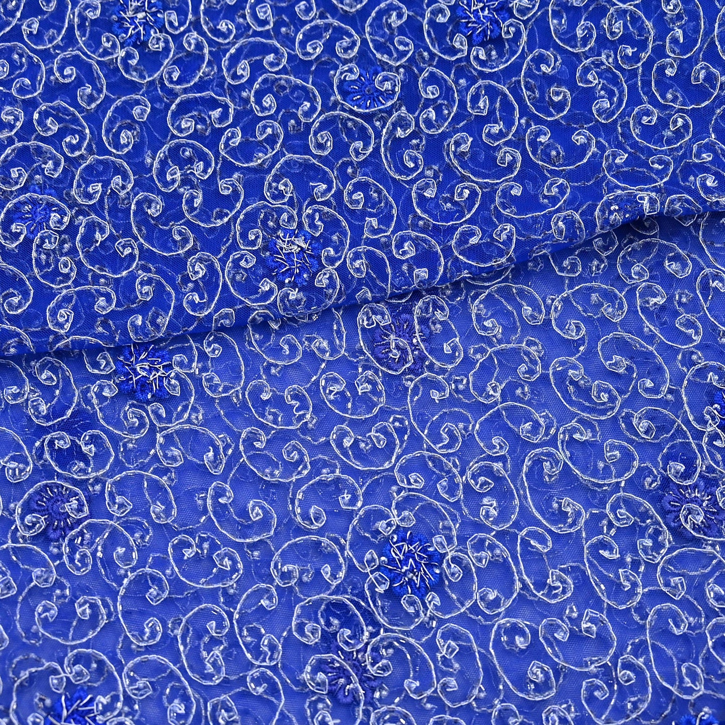Indian Vintage Heavy Blue Dupatta Net Mesh Long Stole Hand Embroidered Scarf Zardozi Zari Sequins Stole Bridal Veil