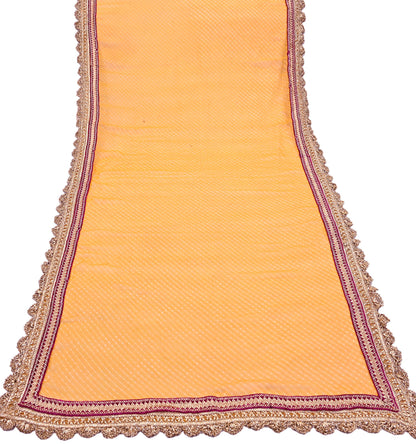 Indian Vintage Saffron Dupatta Pure Georgette Silk Hand Embroidered Bandhani Veil Scarves Soft