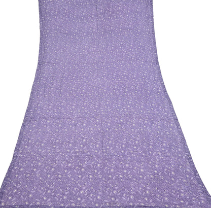 Indian Vintage Purple Dupatta Long Stole Pure Crepe silk Printed Dupatta Veil Scarves soft Boho Wrap Dressmaking Paisley