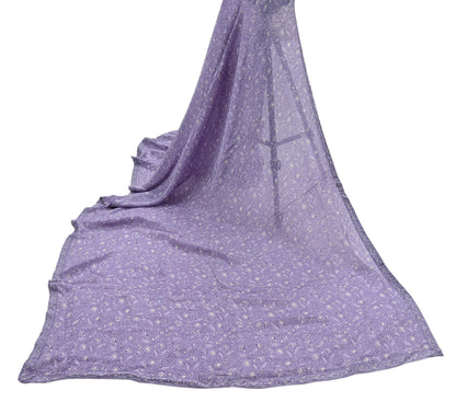 Indian Vintage Purple Dupatta Long Stole Pure Crepe silk Printed Dupatta Veil Scarves soft Boho Wrap Dressmaking Paisley