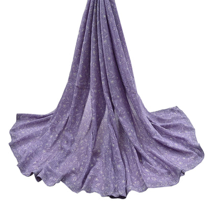 Indian Vintage Purple Dupatta Long Stole Pure Crepe silk Printed Dupatta Veil Scarves soft Boho Wrap Dressmaking Paisley