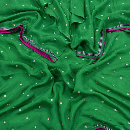 Indian Vintage Green Dupatta Long Stole Pure Silk Hand Embroidered Scarves Veil Scarf Wrap Hippie Boho