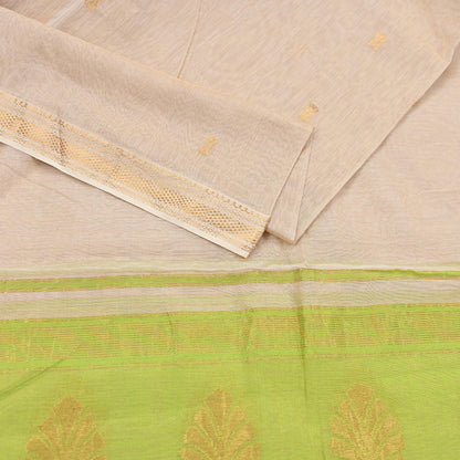 Indian Vintage Dupatta Ivory & Green Long Stole Hand Woven Pure Silk Scarves Veil Zari Soft Fringes Scarf Wrap Boho