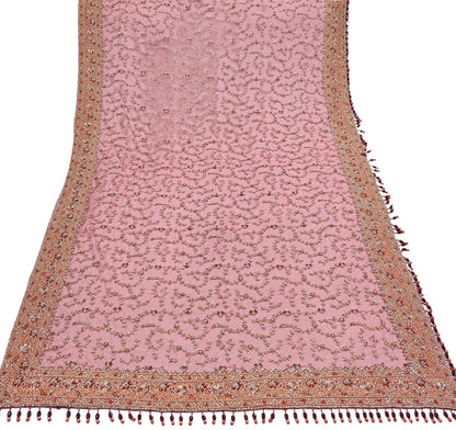 Indian Vintage Heavy Bridal Red Dupatta Net Mesh Long Stole Hand Embroidered Scarves Zardozi Dabka Zari Wedding dupatta veil hijab