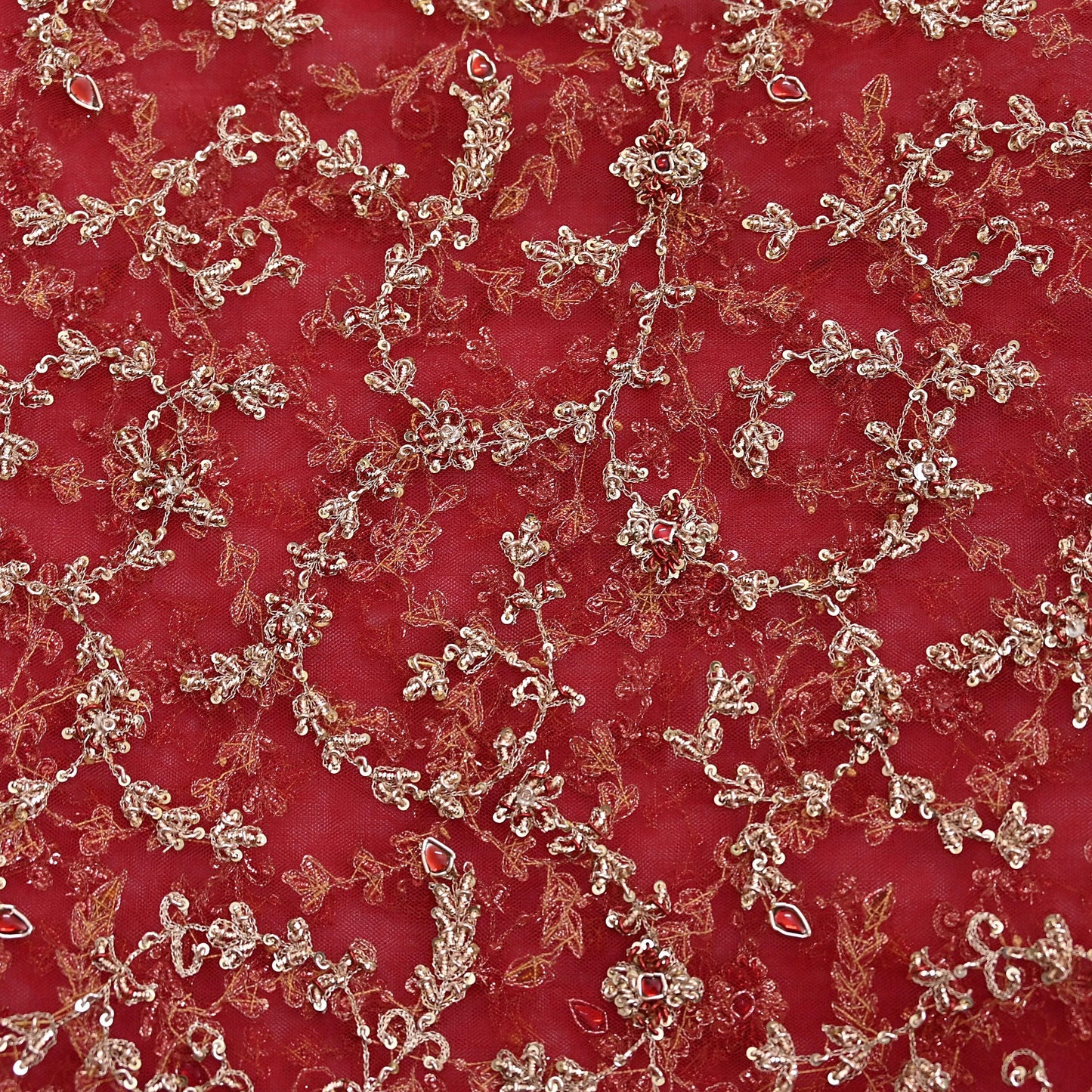 Indian Vintage Heavy Bridal Red Dupatta Net Mesh Long Stole Hand Embroidered Scarves Zardozi Dabka Zari Wedding dupatta veil hijab