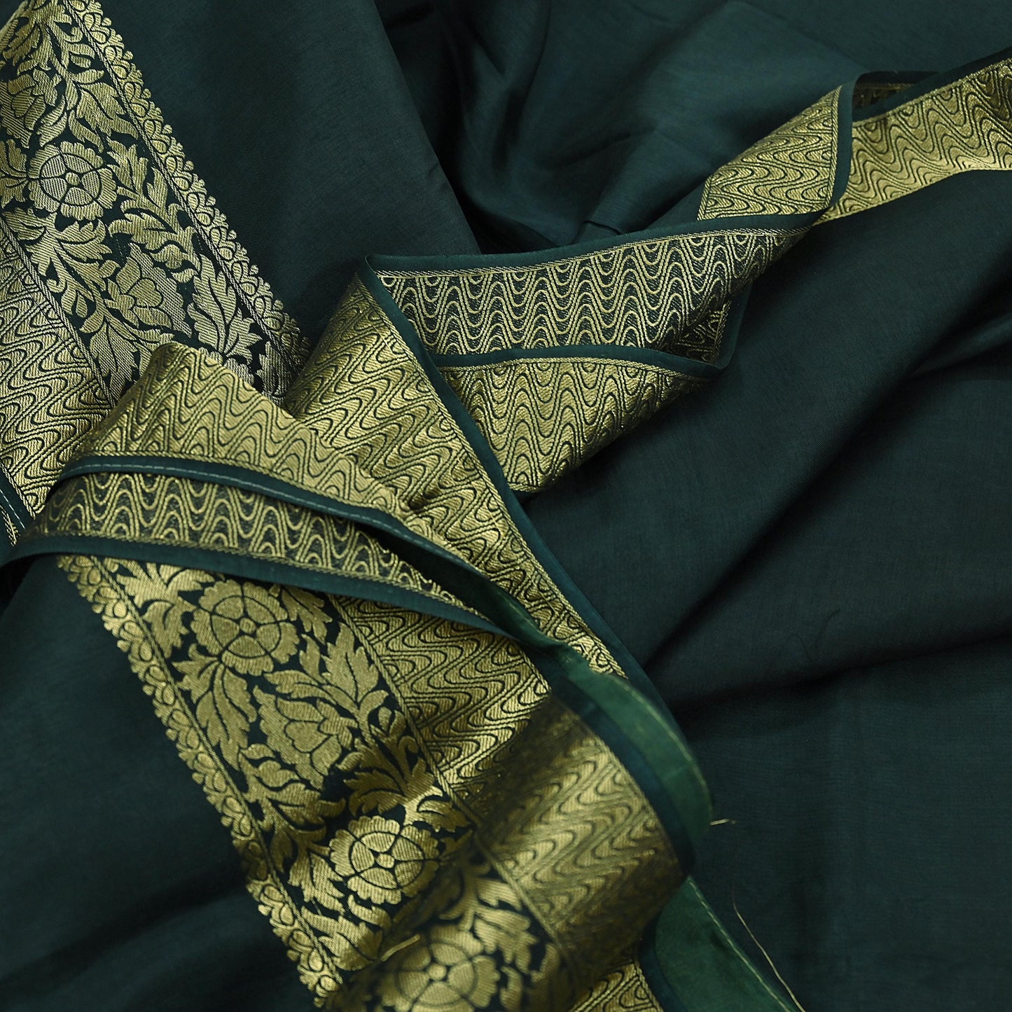 Indian Vintage Heavy Sarees Bottle Green Blend Silk Hand Embroidered Sari Fabric 5Yd Sewing Ethnic Sequins, Glass Beaded Wedding sarees