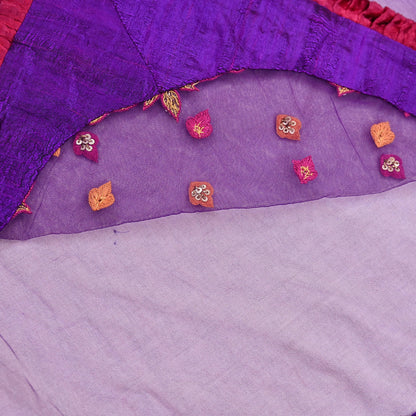 Indian Vintage Heavy Sari Purple Net/Mesh Embroidered Sarees Fabric 5Yd Sewing Soft Green Sequins Floral Zari Bridal/wedding Saris