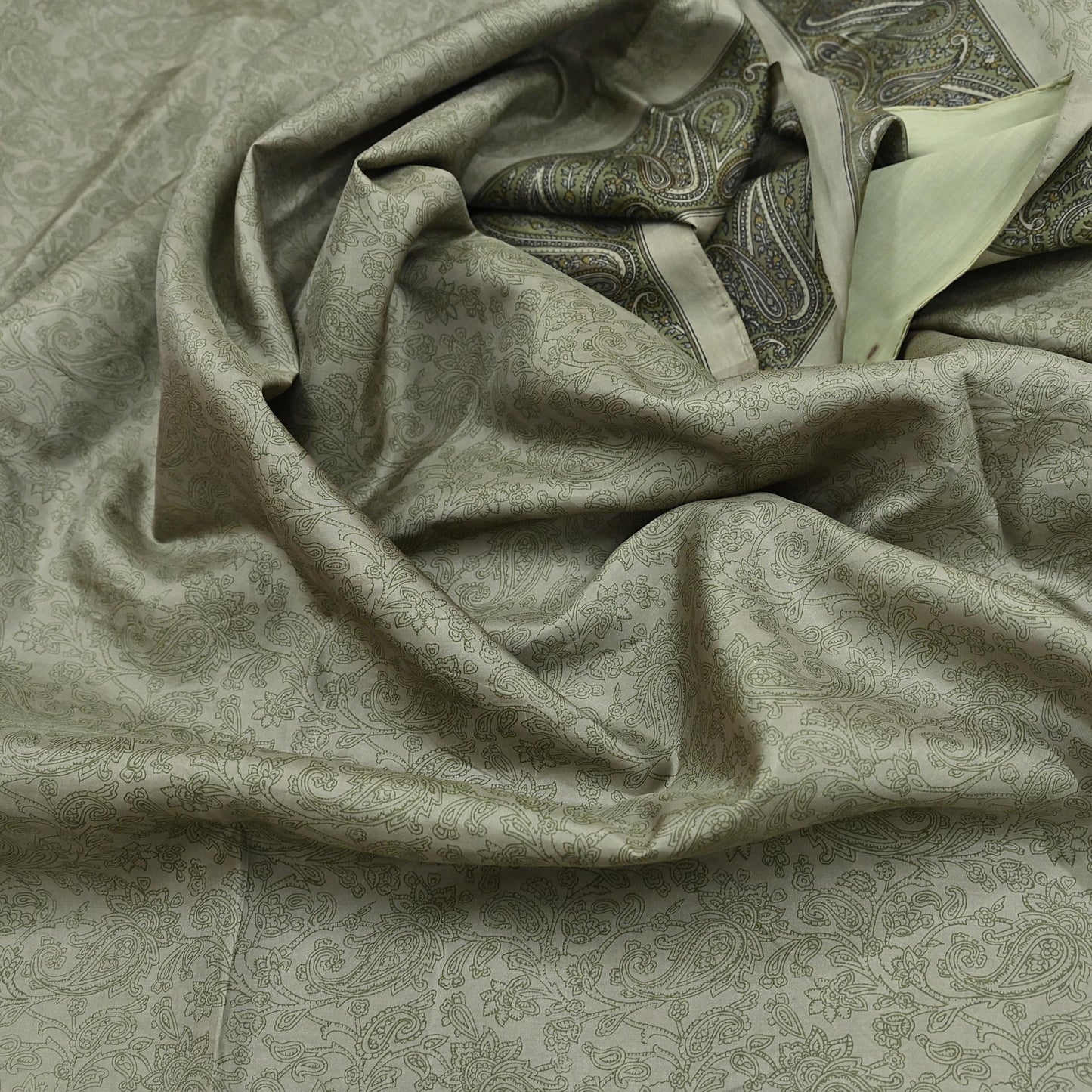 Indian Vintage Sari Green Pure Silk Printed Sarees Craft Fabric 6yd Sewing Dress Making Soft Floral Crafting quilting