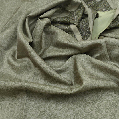 Indian Vintage Sari Green Pure Silk Printed Sarees Craft Fabric 6yd Sewing Dress Making Soft Floral Crafting quilting