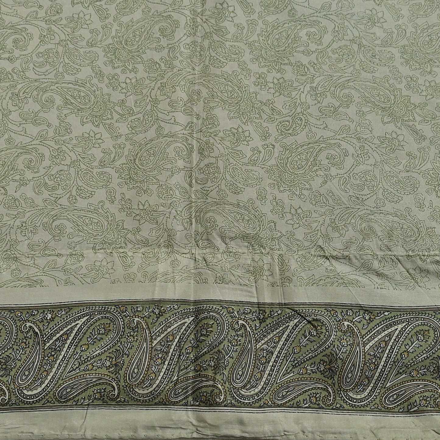 Indian Vintage Sari Green Pure Silk Printed Sarees Craft Fabric 6yd Sewing Dress Making Soft Floral Crafting quilting