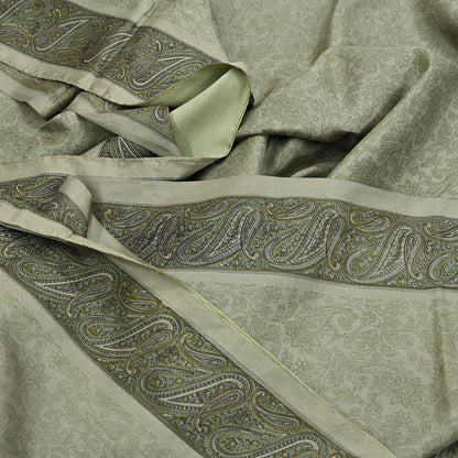Indian Vintage Sari Green Pure Silk Printed Sarees Craft Fabric 6yd Sewing Dress Making Soft Floral Crafting quilting