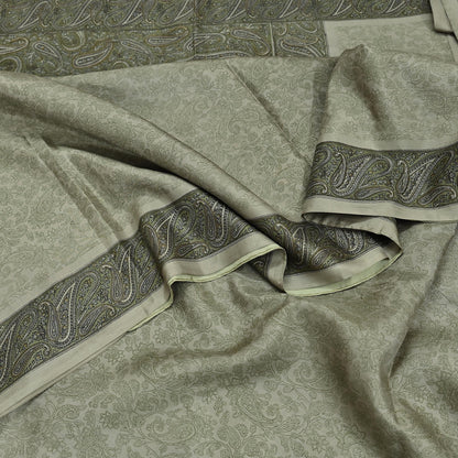 Indian Vintage Sari Green Pure Silk Printed Sarees Craft Fabric 6yd Sewing Dress Making Soft Floral Crafting quilting