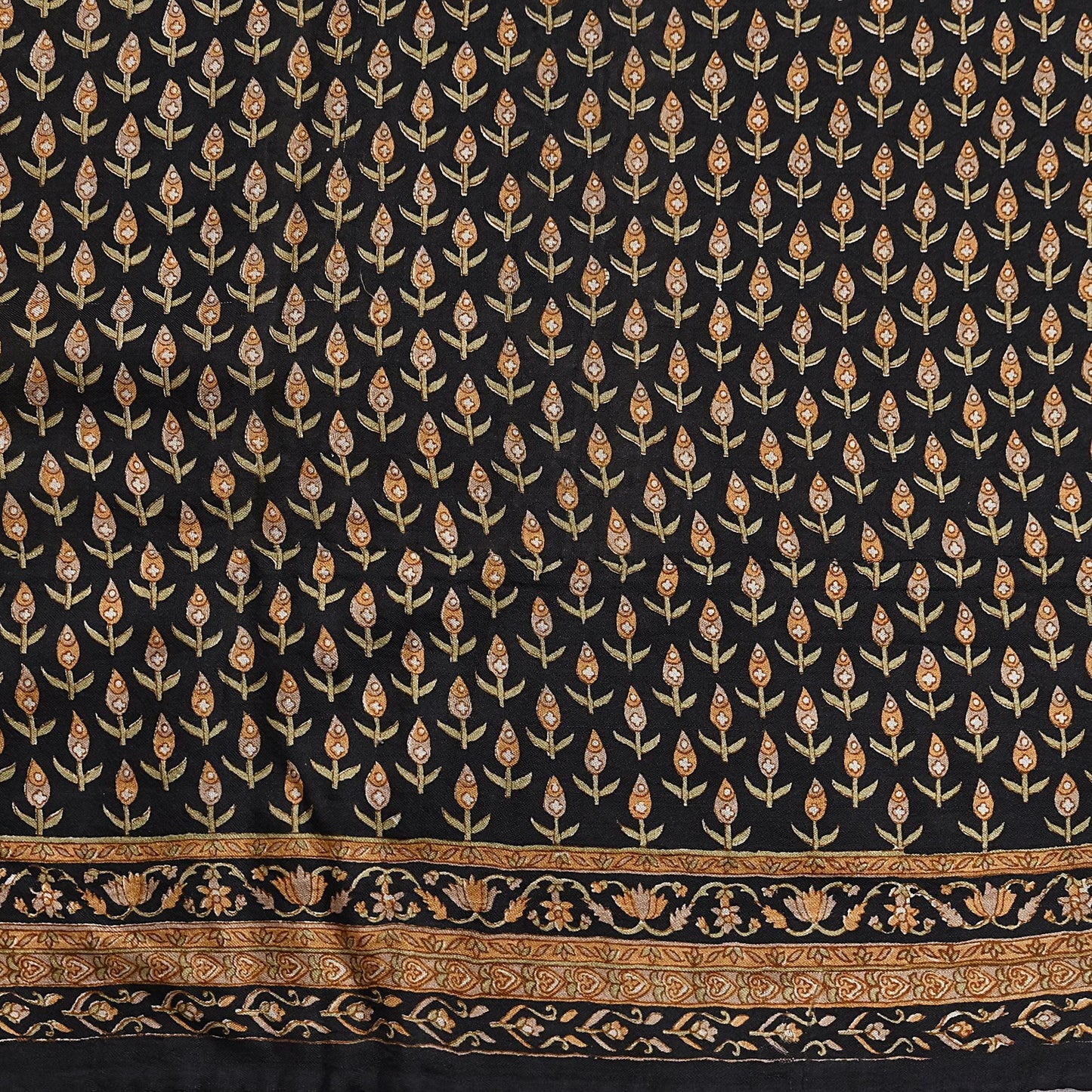 Indian Vintage Sari Black Printed Pure Silk Sarees Craft Fabric 6yd Sewing Floral Soft Dress Designing  for Crafting Quilting Upcycle Wrap