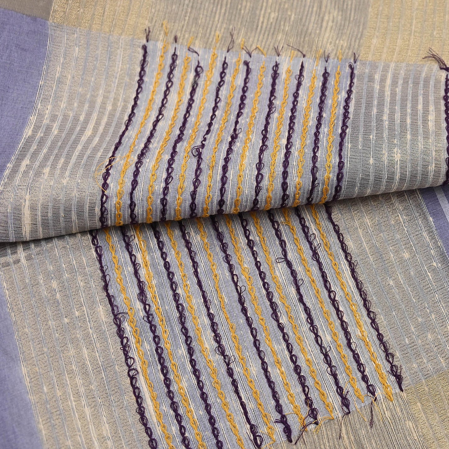 Indian Vintage Purple Dupatta Long Stole Artificial Silk Woven Brocade Scarves Veil Scarf Wrap Hippie Boho Soft Floral Fringes