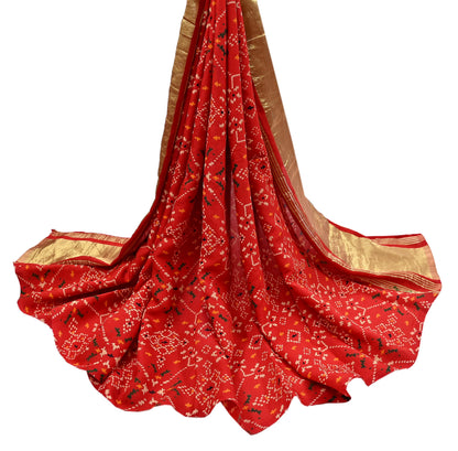 Indian Vintage Dupatta Red Long Stole Artificial Silk Woven Pinted Scarves Veil Scarf Wrap Soft Hijab Party wear veil