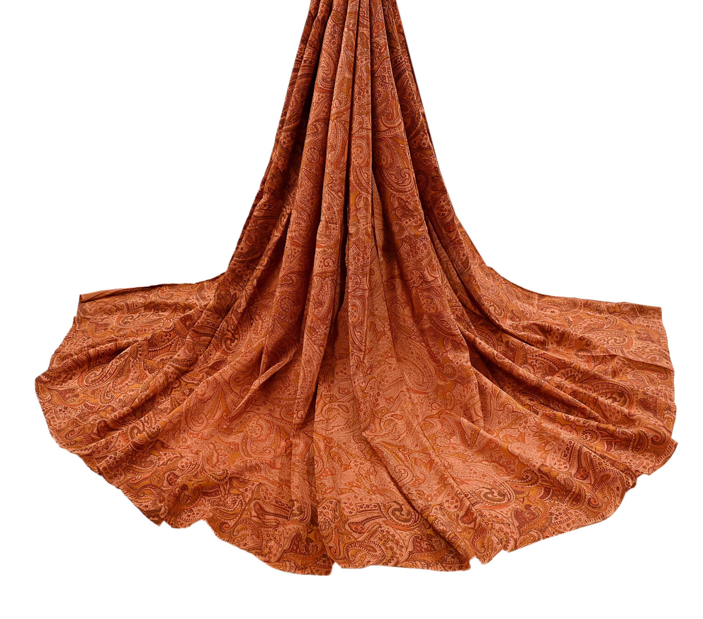 Indian Vintage Peach Dupatta Long Stole Pure Crepe silk Printed Dupatta Veil Scarves soft Boho Wrap Dressmaking Floral