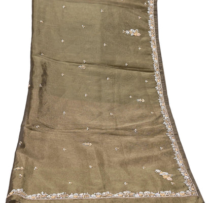 Indian Vintage Heavy Dupatta Golden Black Tissue Silk Long Stole Hand Embroidered Hijab Scarves Zari Zardozi/Dabka Wedding Hijab Veil