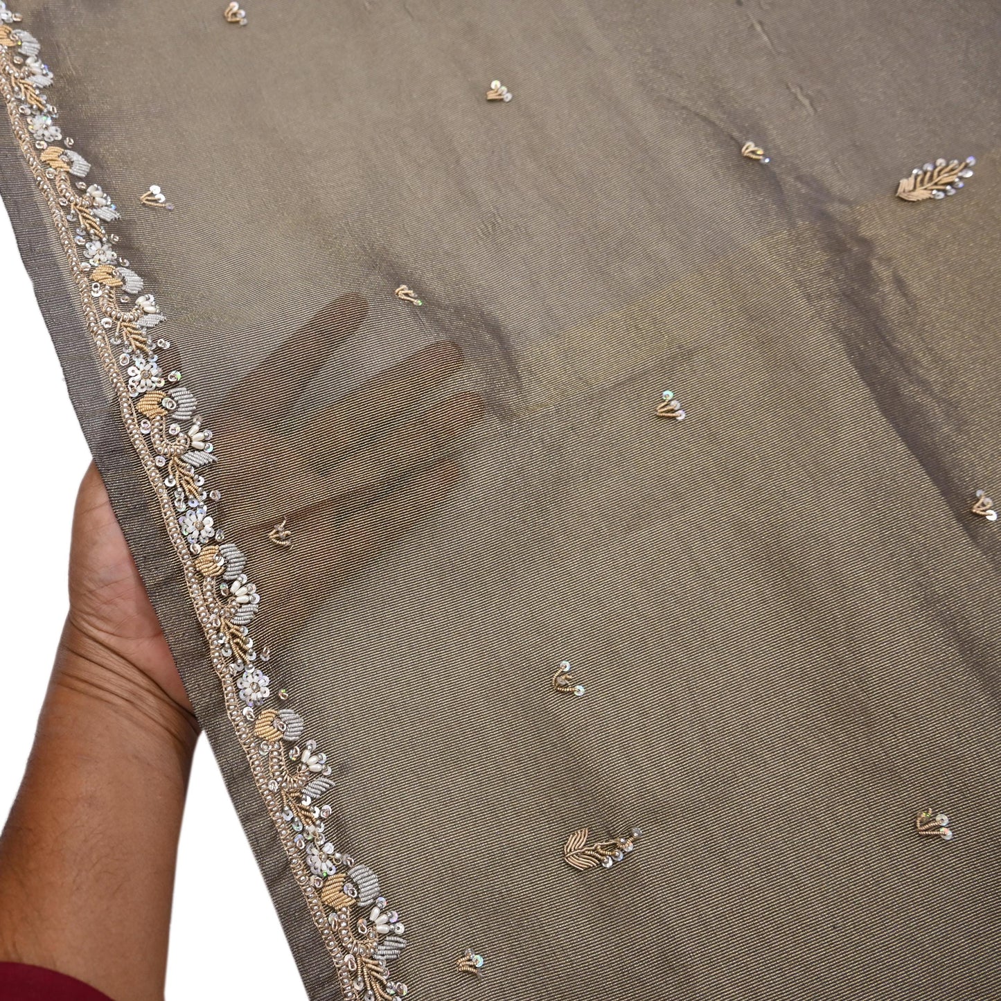 Indian Vintage Heavy Dupatta Golden Black Tissue Silk Long Stole Hand Embroidered Hijab Scarves Zari Zardozi/Dabka Wedding Hijab Veil