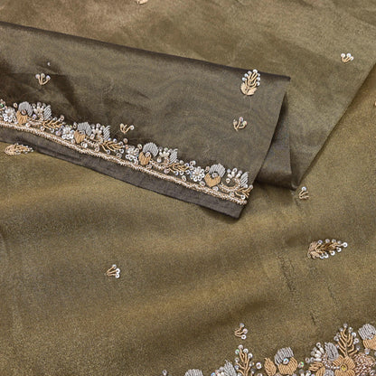 Indian Vintage Heavy Dupatta Golden Black Tissue Silk Long Stole Hand Embroidered Hijab Scarves Zari Zardozi/Dabka Wedding Hijab Veil