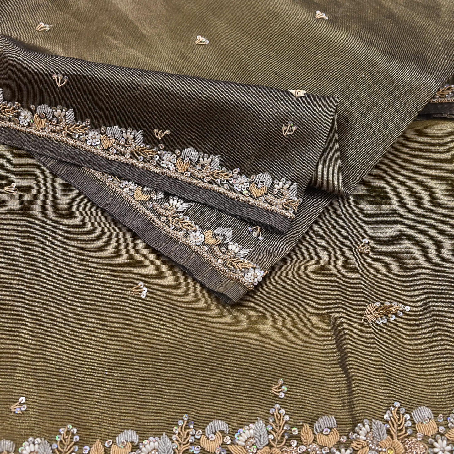 Indian Vintage Heavy Dupatta Golden Black Tissue Silk Long Stole Hand Embroidered Hijab Scarves Zari Zardozi/Dabka Wedding Hijab Veil
