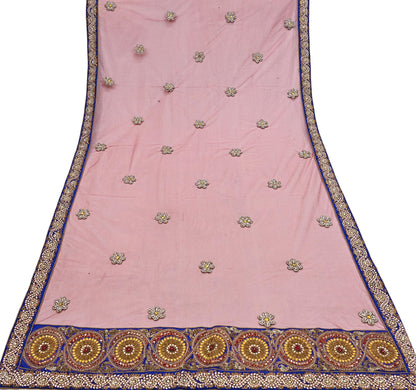 Indian Vintage Heavy Wedding Red Dupatta Net Mesh Long Stole Hand Embroidered Scarves Golden Zardozi Dabka Zari Stole