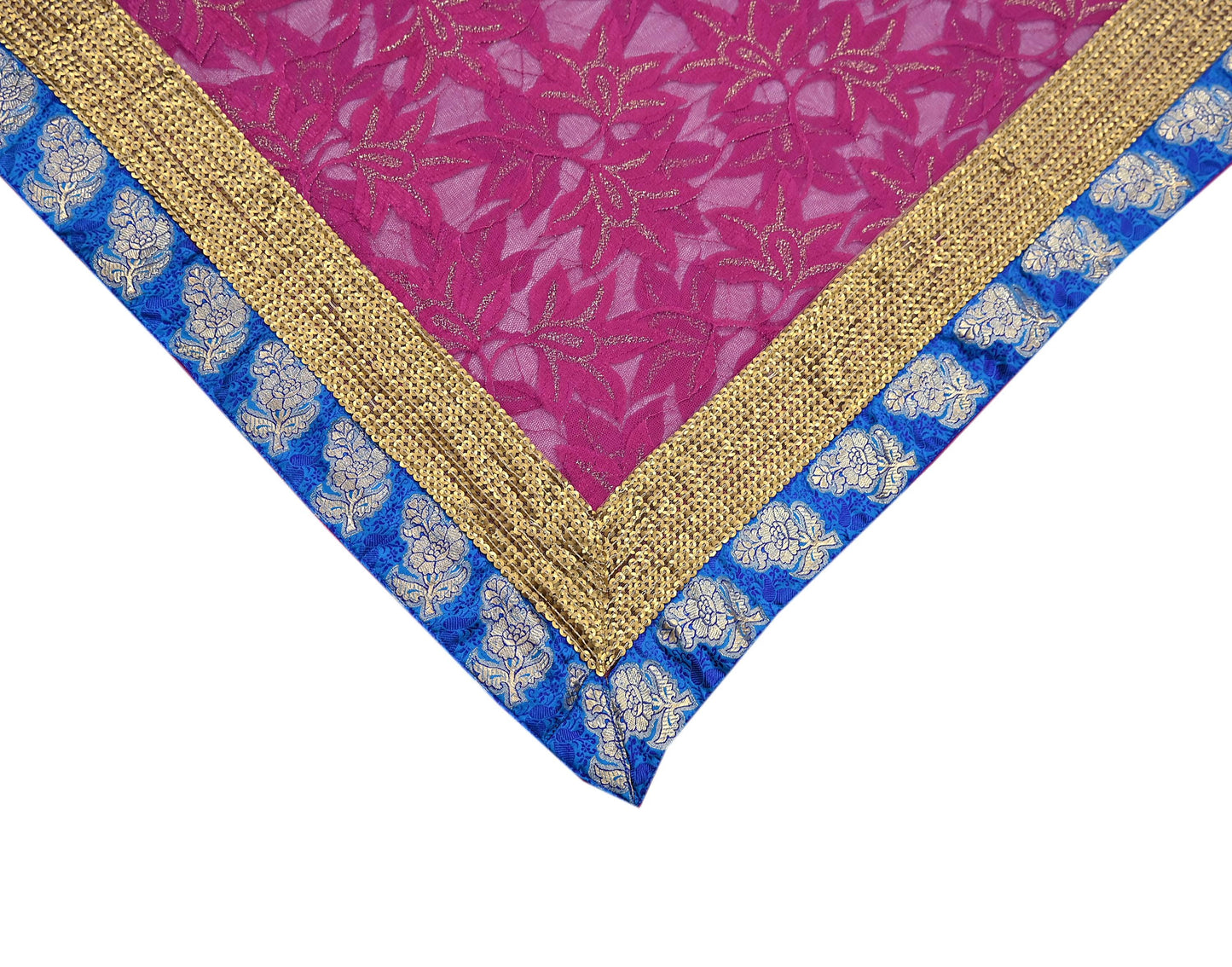 Indian Vintage Purple Saree Net/Mesh Embroidered Sari Fabric 6Yd Sewing Soft Golden Sequins Floral Dress Making Crafting