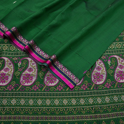 Indian Vintage Sari Green Hand Woven Sarees 100% Pure Silk Zari 5Yd Craft Fabric Sewing Dress making Quilting Crafting